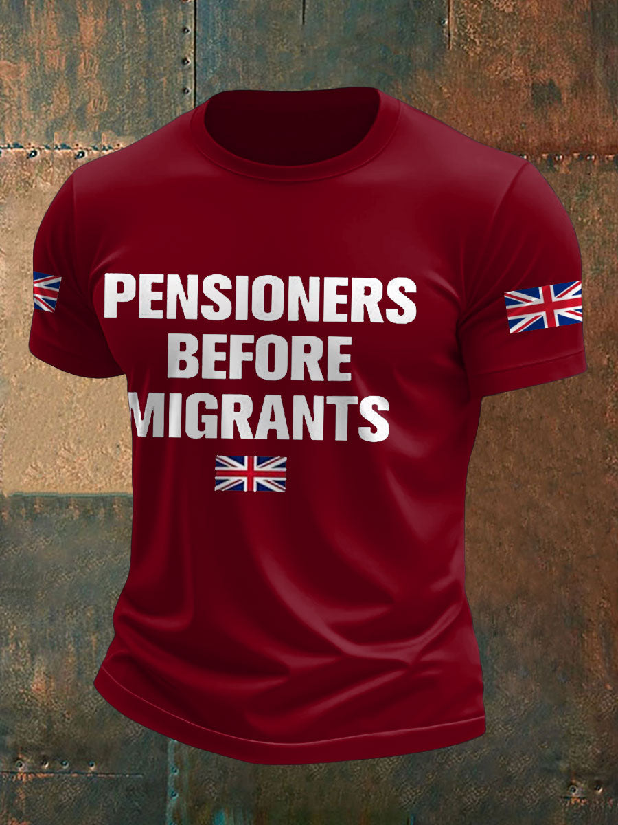 Men's UK Immigration Veterans Before Refugees Printed T-shirt