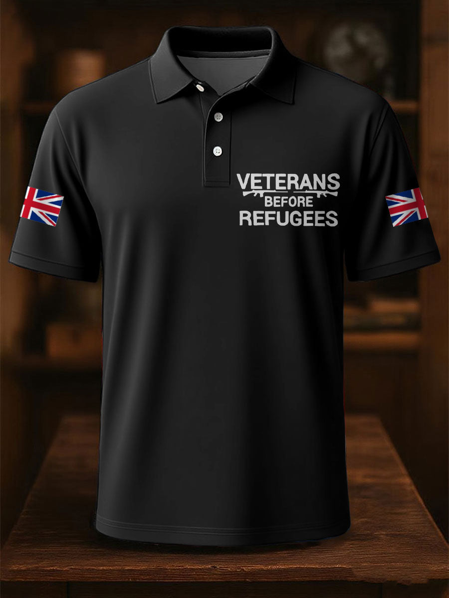 Men's UK Immigration Veterans Before Refugees Printed Casual Tops