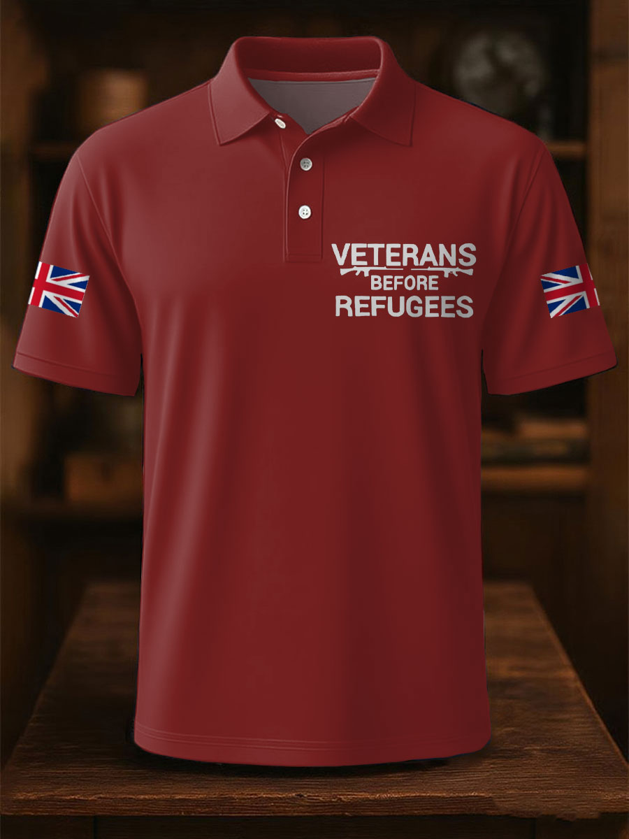 Men's UK Immigration Veterans Before Refugees Printed Casual Tops
