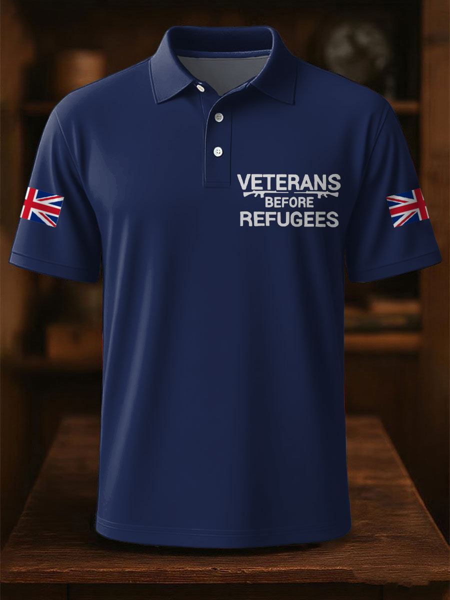 Men's UK Immigration Veterans Before Refugees Printed Casual Tops