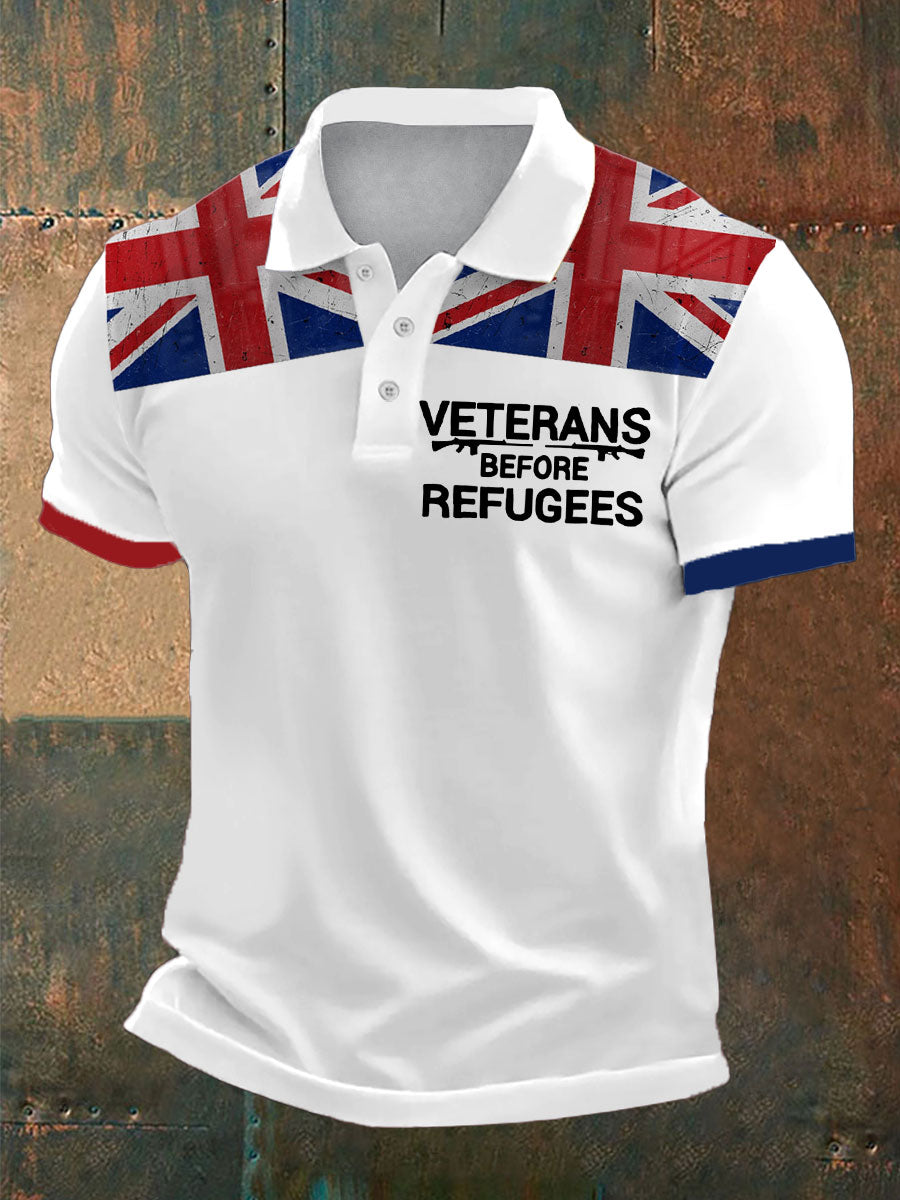 Men's UK Immigration Veterans Before Refugees Printed Casual Tops