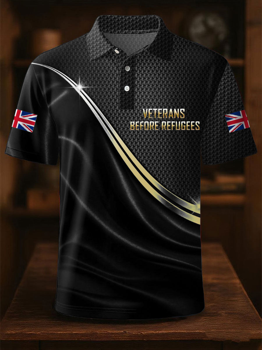 Men's UK Immigration Veterans Before Refugees Printed Casual Tops