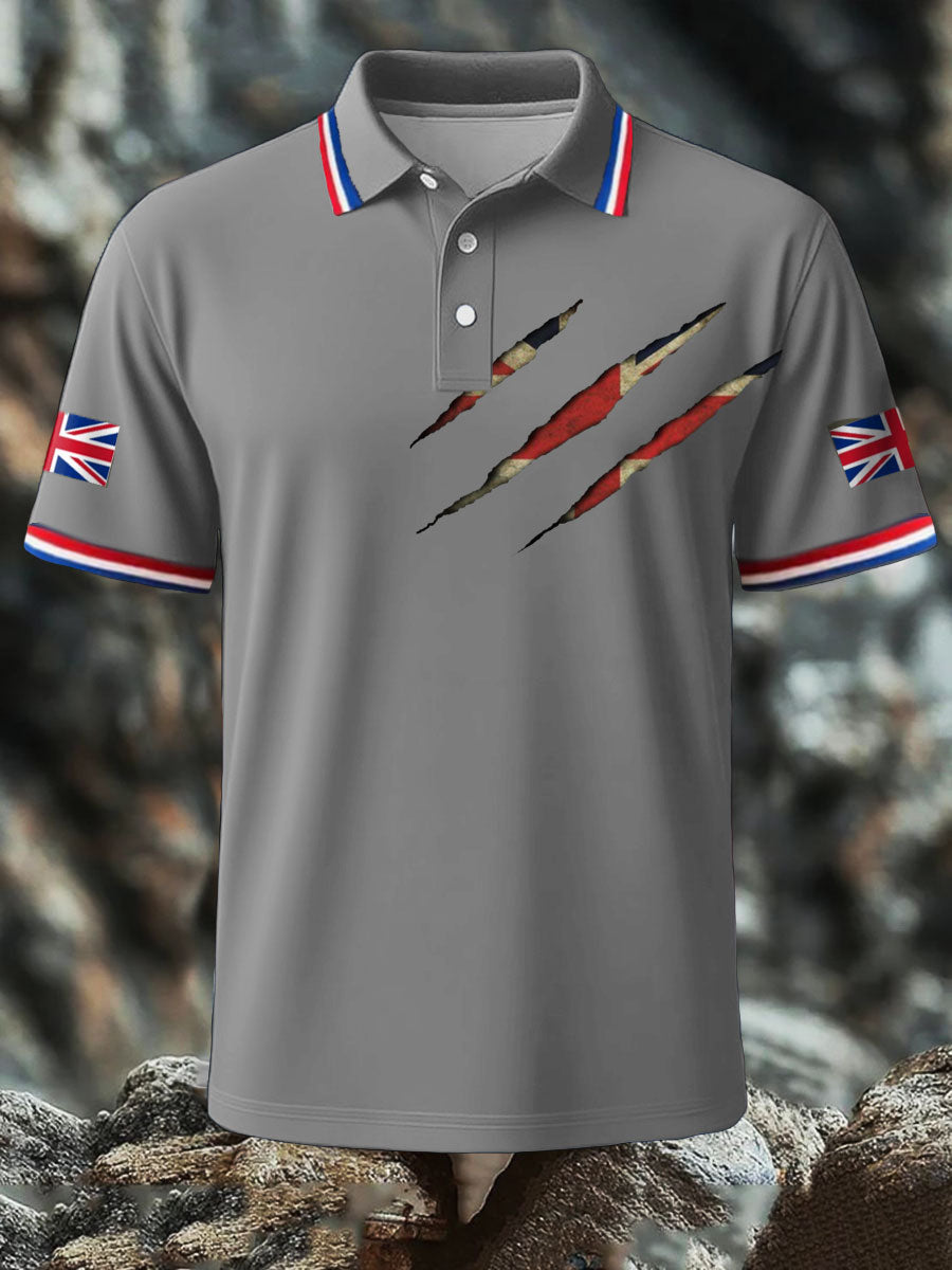 Men's UK Flag Printed Polo Shirt