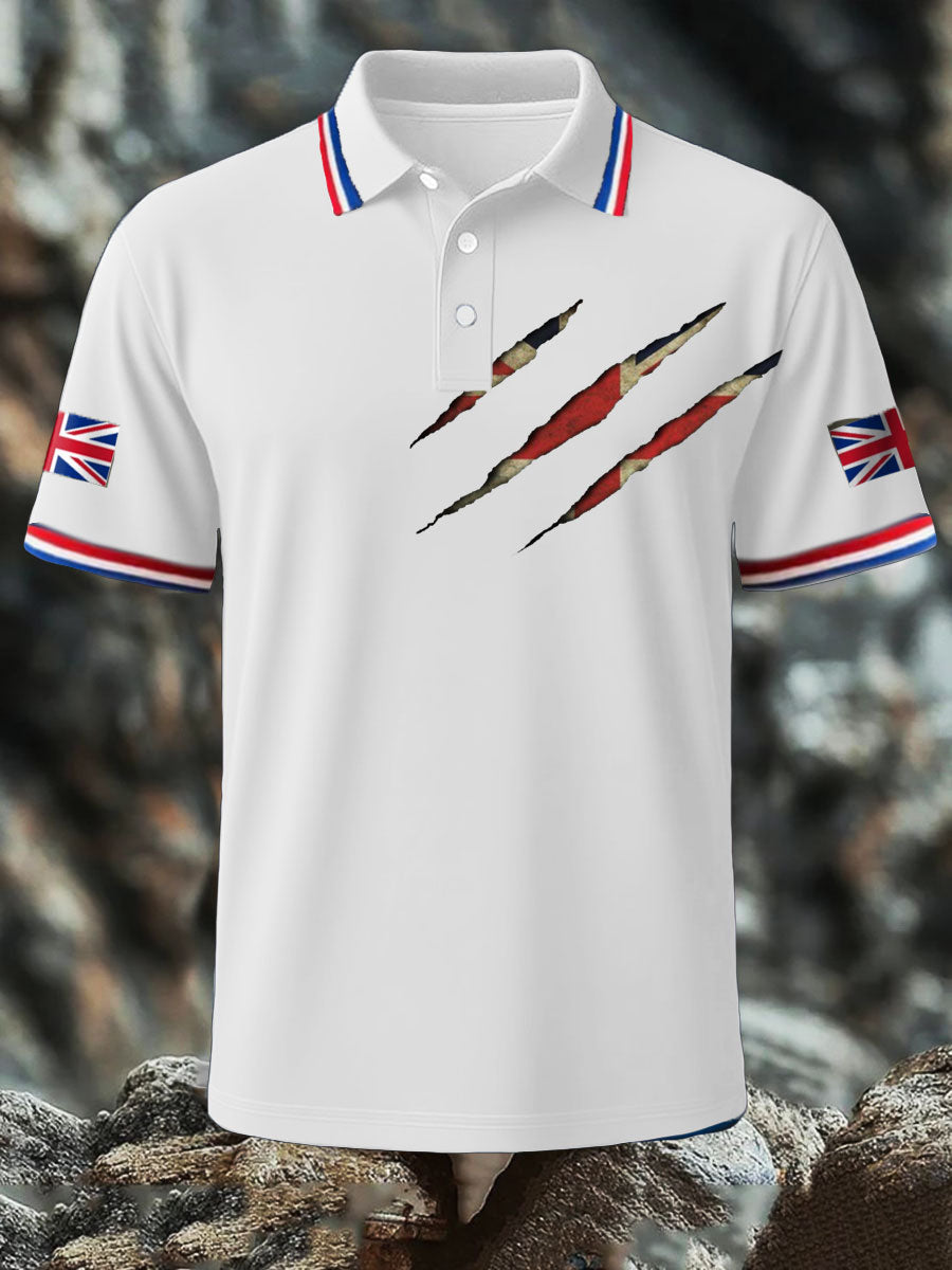 Men's UK Flag Printed Polo Shirt