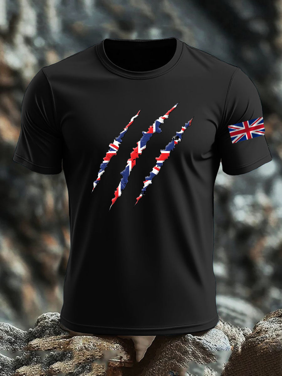 Men's Britsh Imitation Cotton Short-Sleeved Printed T-shirt