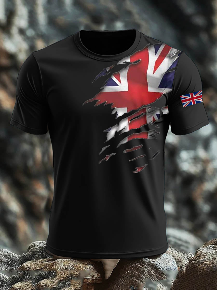 Men's Britsh Imitation Cotton Short-Sleeved Printed T-shirt