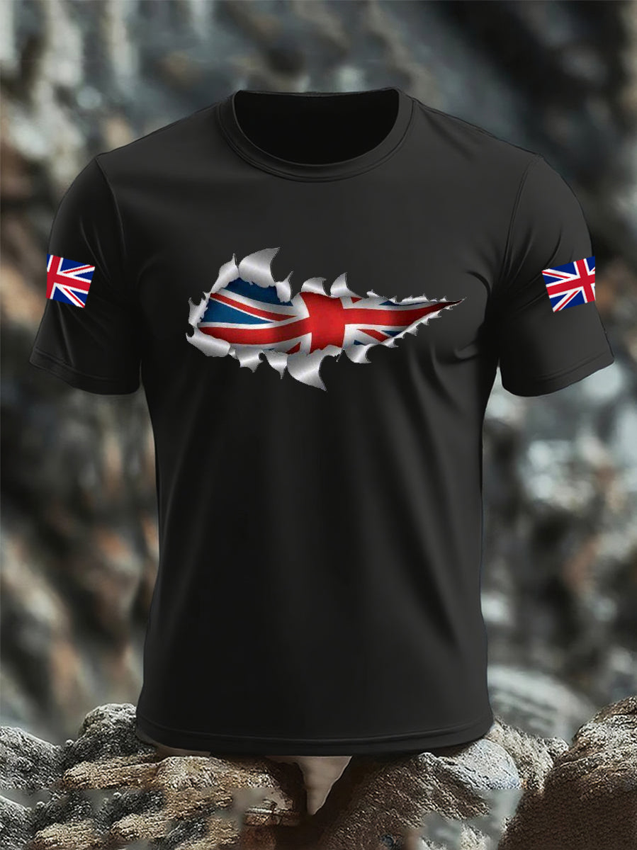 Men's UK Flag Print Casual Tee