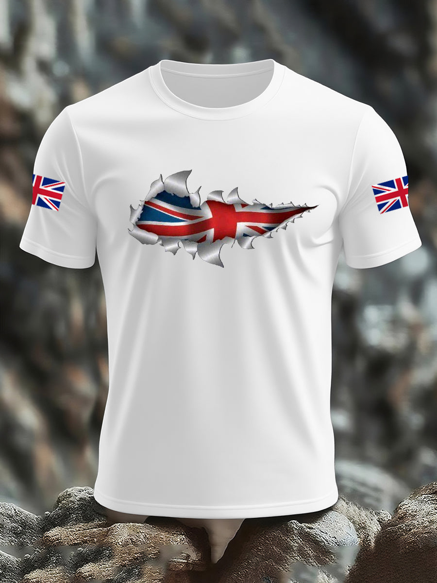 Men's UK Flag Print Casual Tee