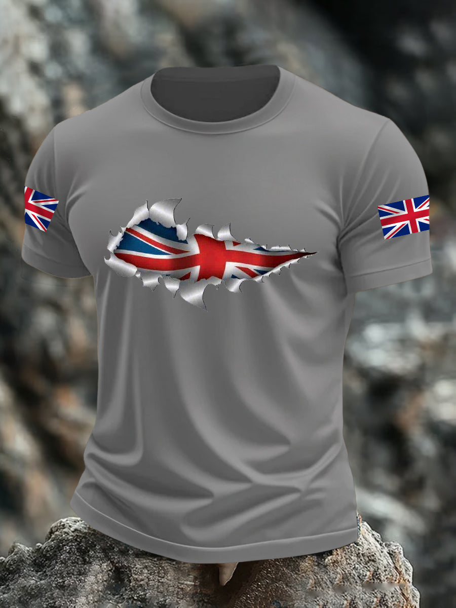 Men's UK Flag Print Casual Tee