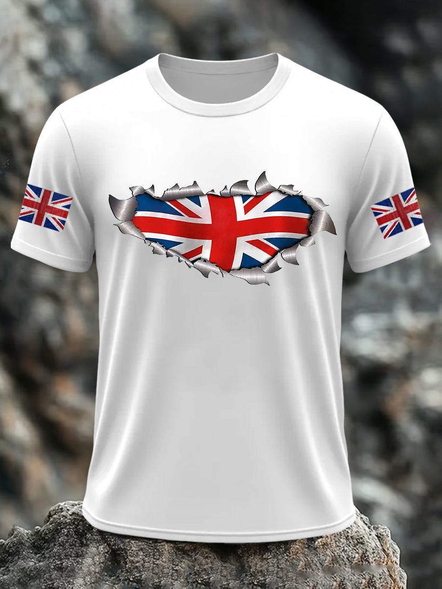 Men's UK Flag Print Casual Short Sleeve Tee