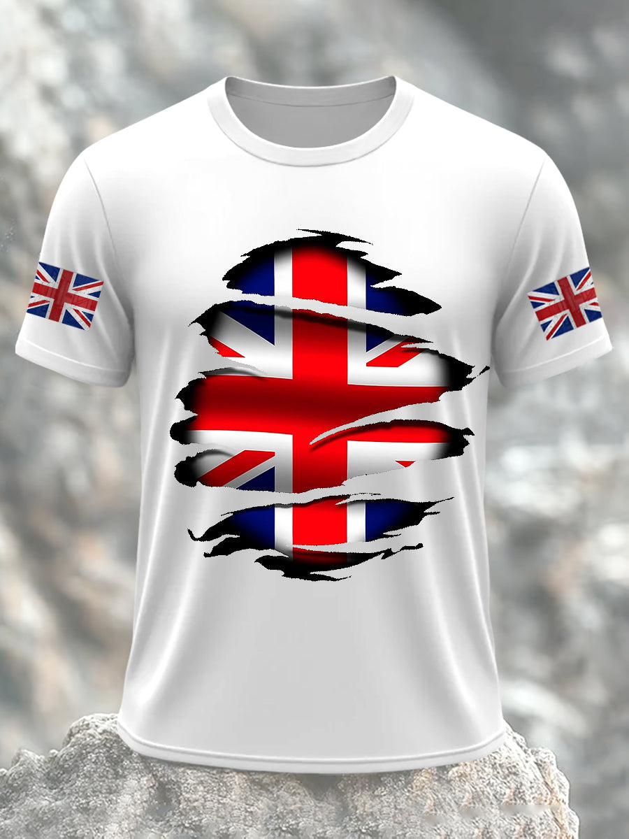 Men's UK Flag Print Casual Short Sleeve Tee