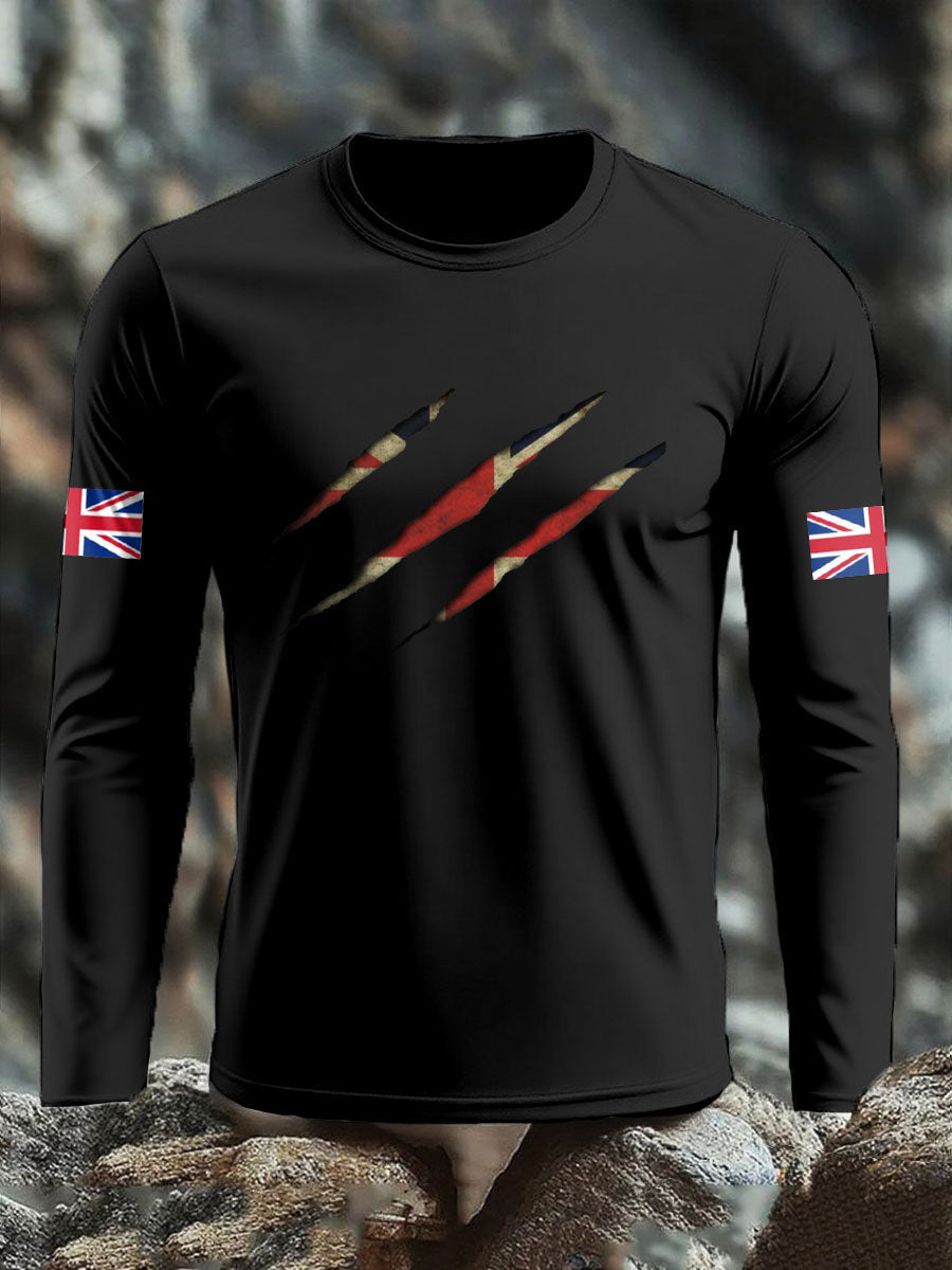 Men's UK Flag Printed Long Sleeve T-shirt
