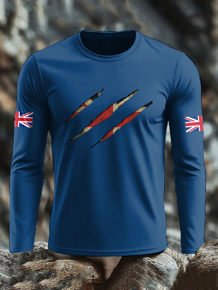 Men's UK Flag Printed Long Sleeve T-shirt