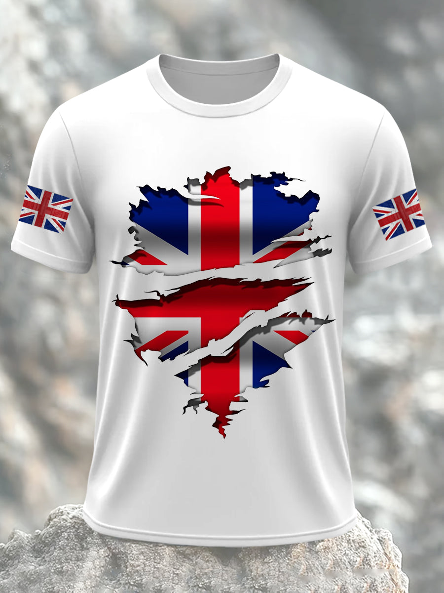 Men's UK Flag Print Casual Short Sleeve Tee