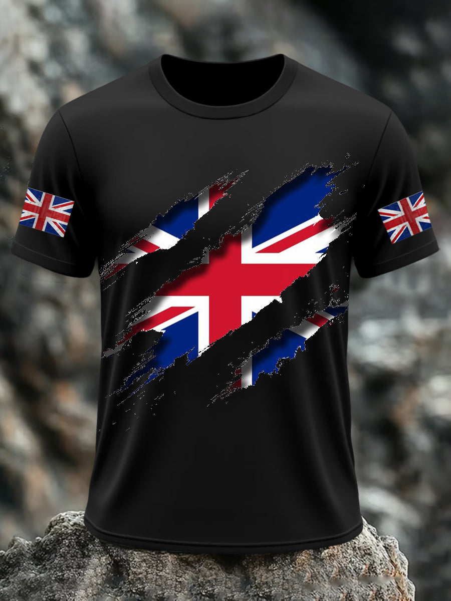 Men's UK Flag Print Casual Short Sleeve Tee