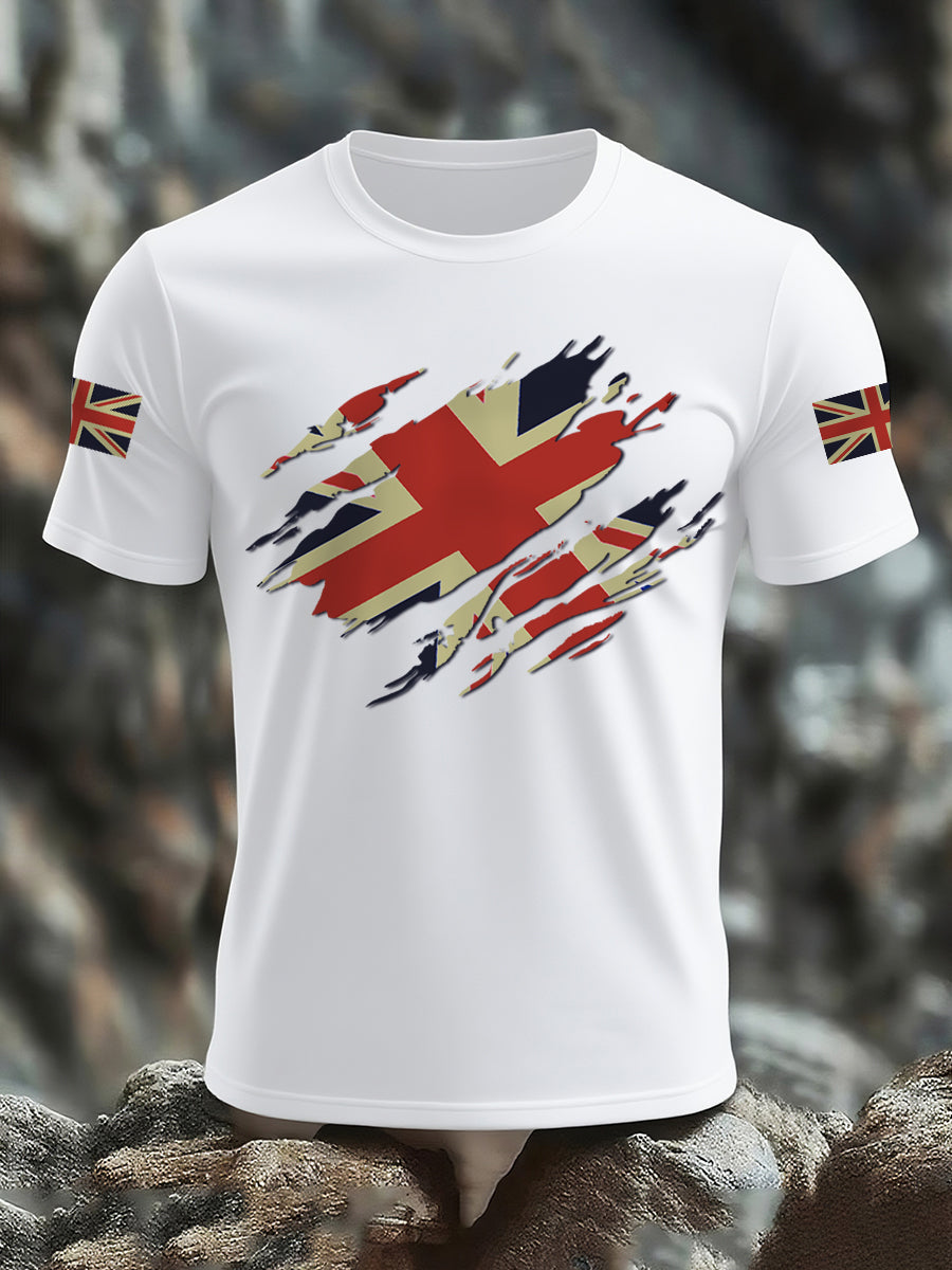 Men's UK Flag Print Casual Tee