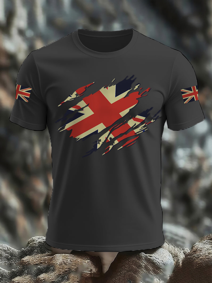 Men's UK Flag Print Casual Tee