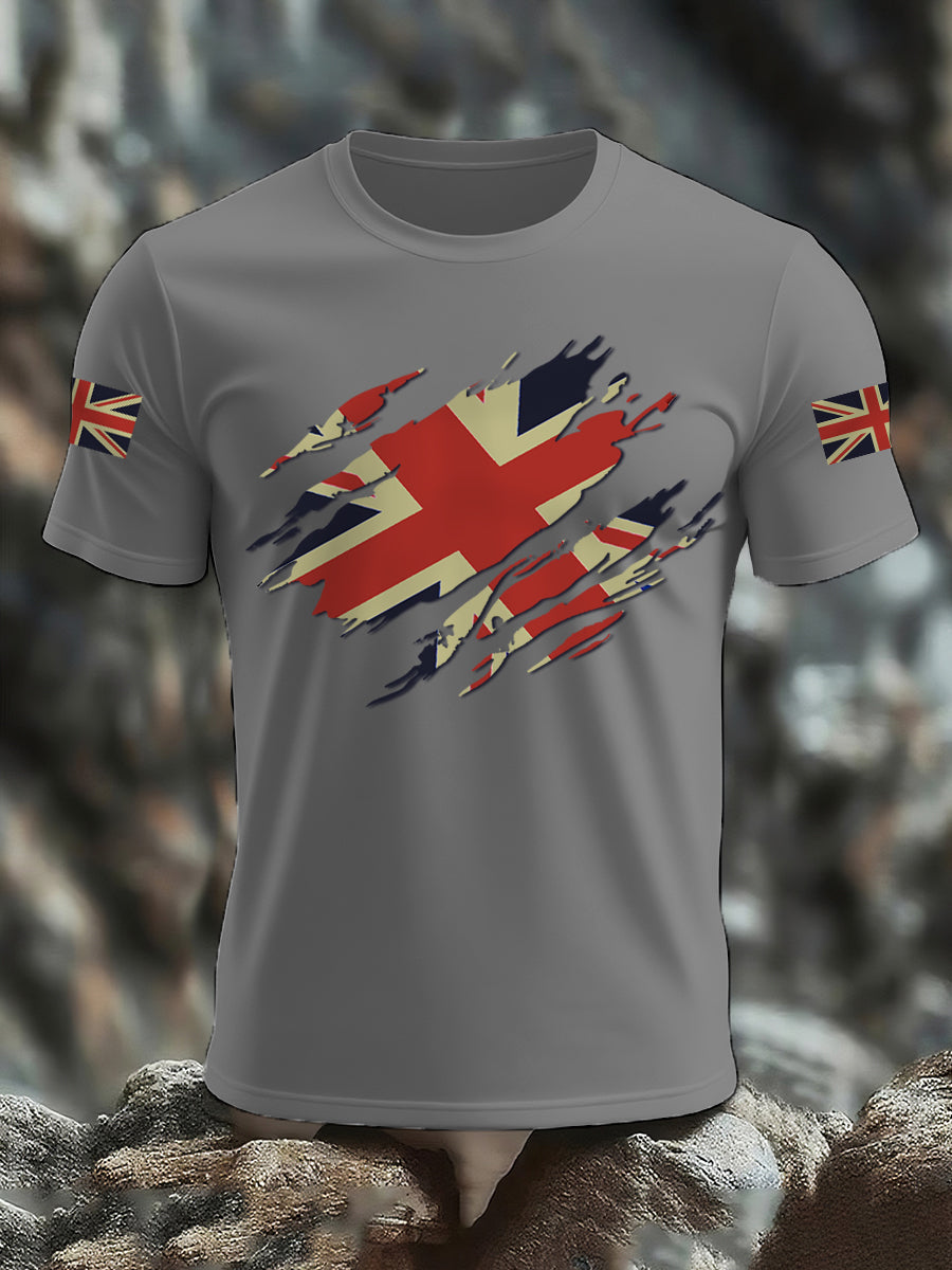 Men's UK Flag Print Casual Tee