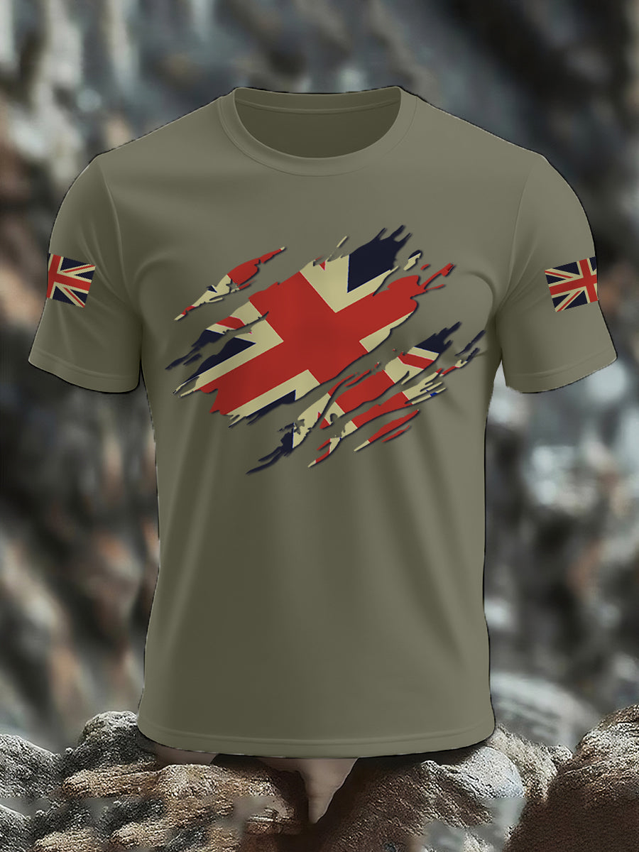 Men's UK Flag Print Casual Tee