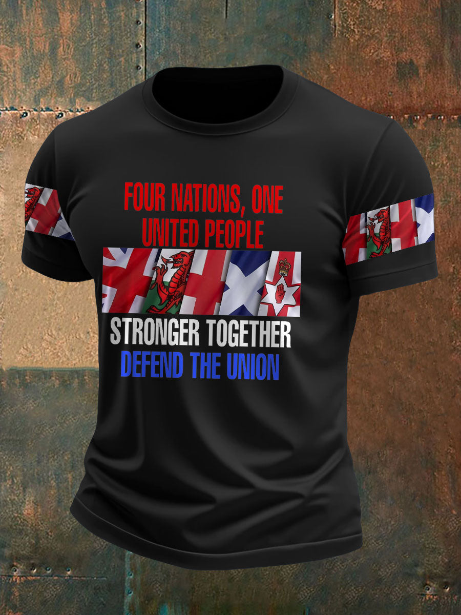 Men's UK Flag Immigration Stronger Together Printed T-shirt