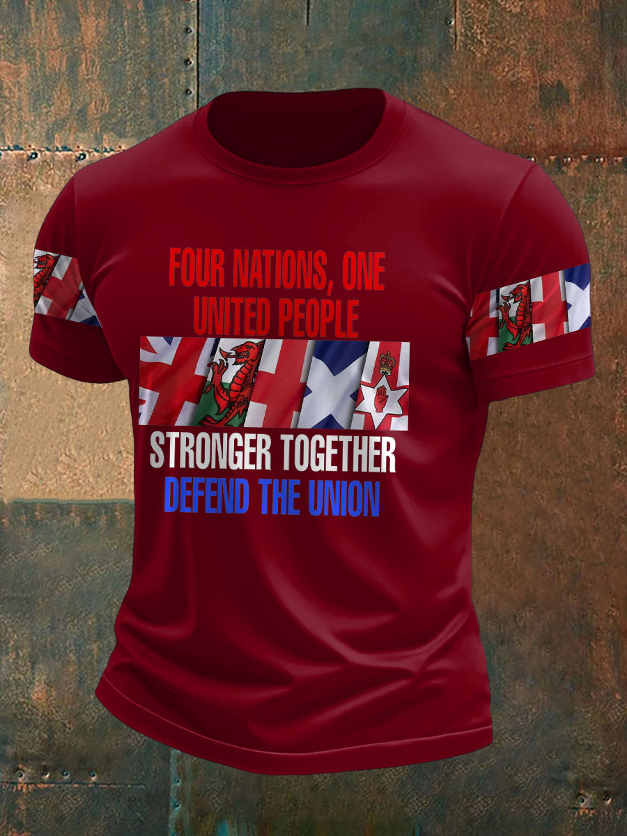 Men's UK Flag Immigration Stronger Together Printed T-shirt