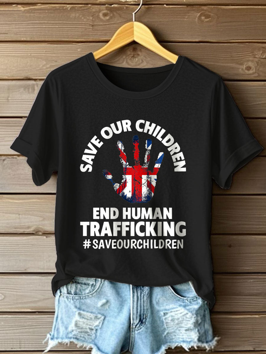 Women's UK Save Our Children Printed T-Shirt