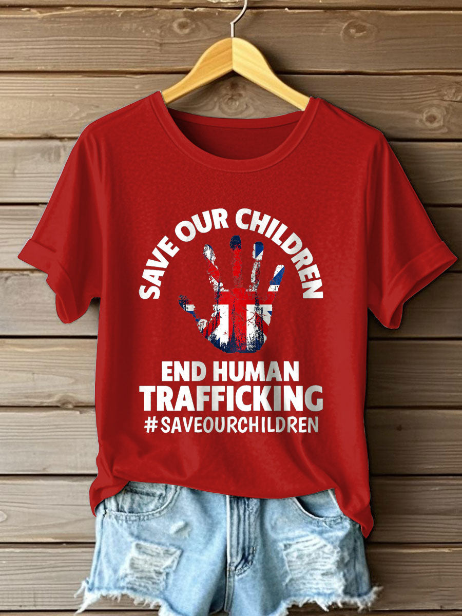Women's UK Save Our Children Printed T-Shirt