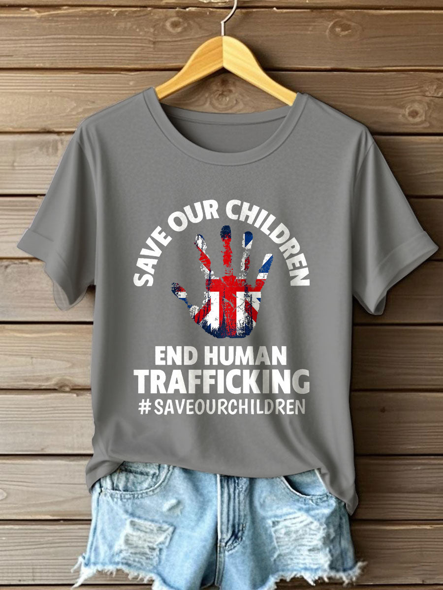 Women's UK Save Our Children Printed T-Shirt