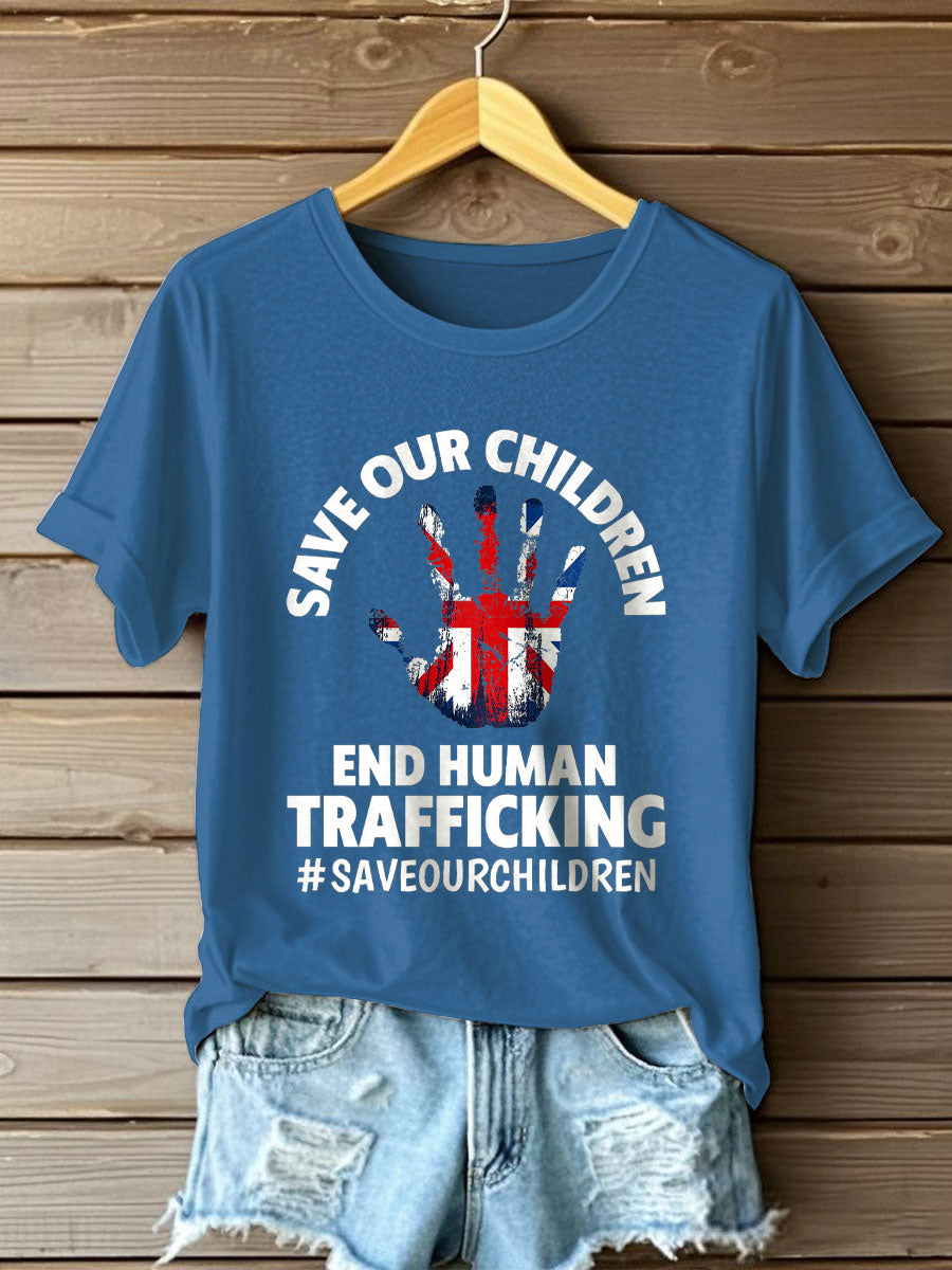 Women's UK Save Our Children Printed T-Shirt