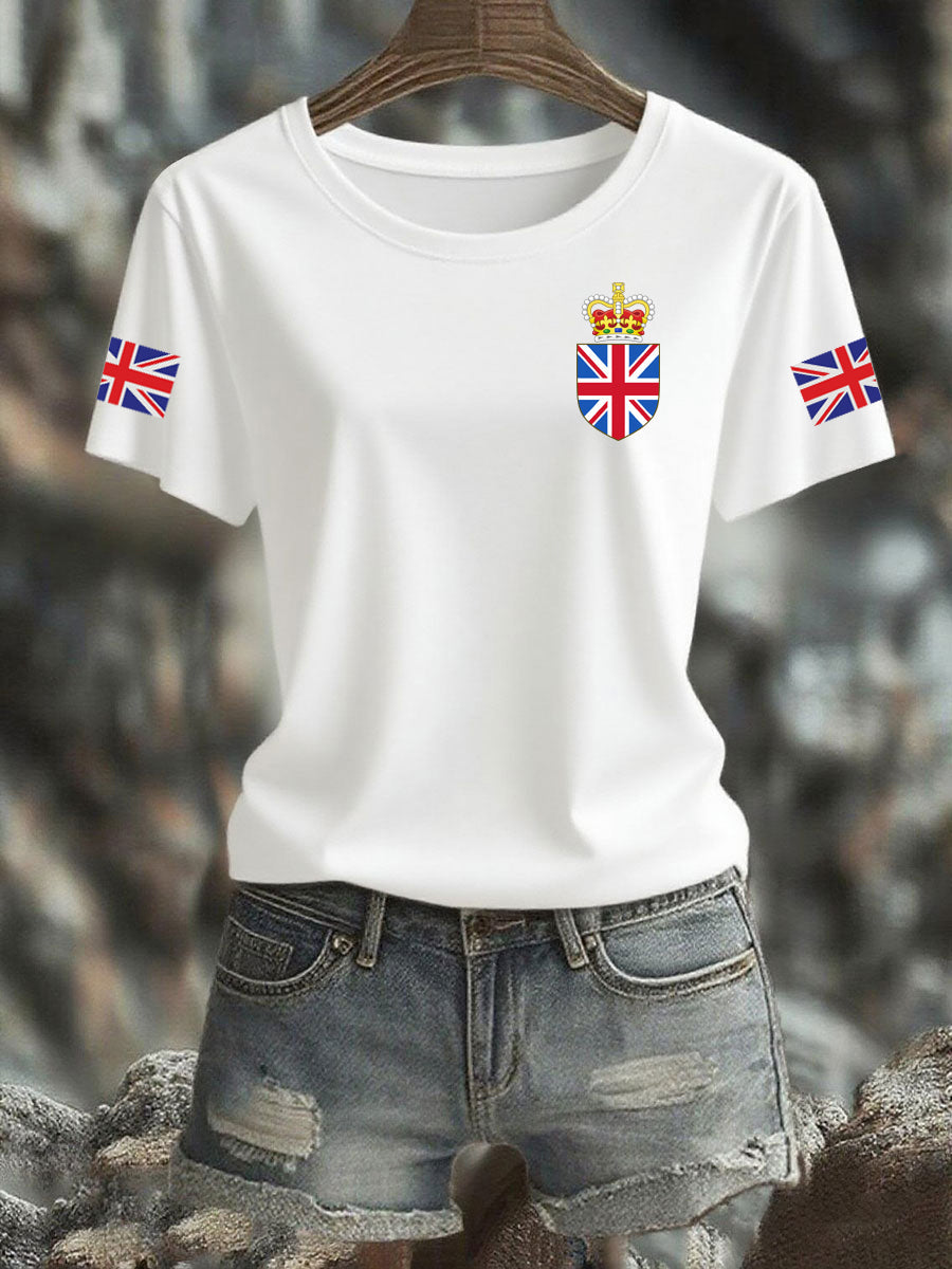 Women's Vintage England Flag Casual Printed T-Shirt