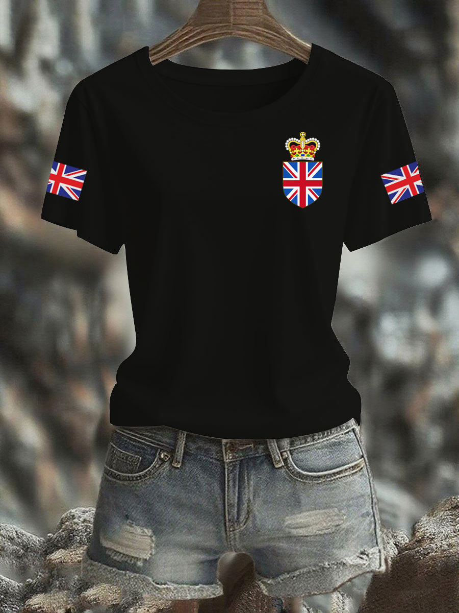 Women's Vintage England Flag Casual Printed T-Shirt