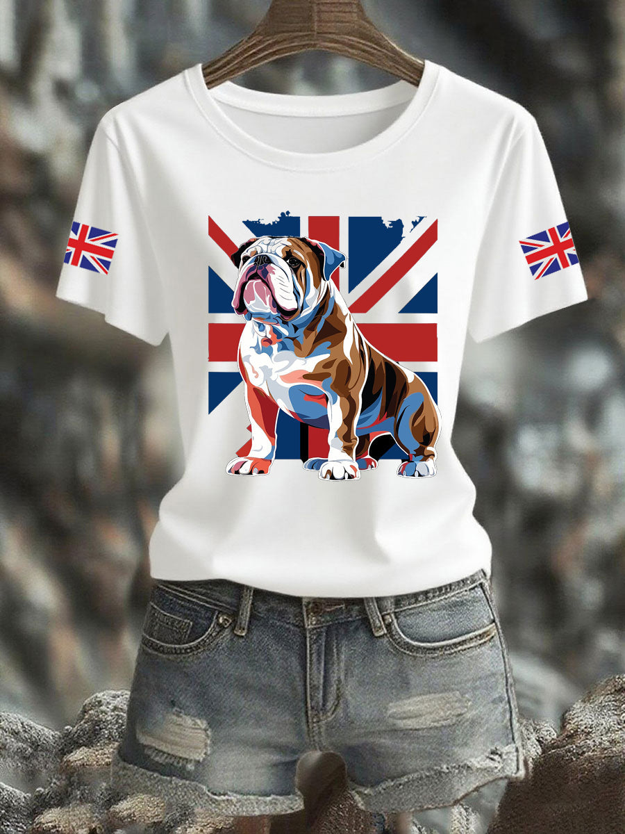 Women's Vintage England Flag Casual Printed T-Shirt