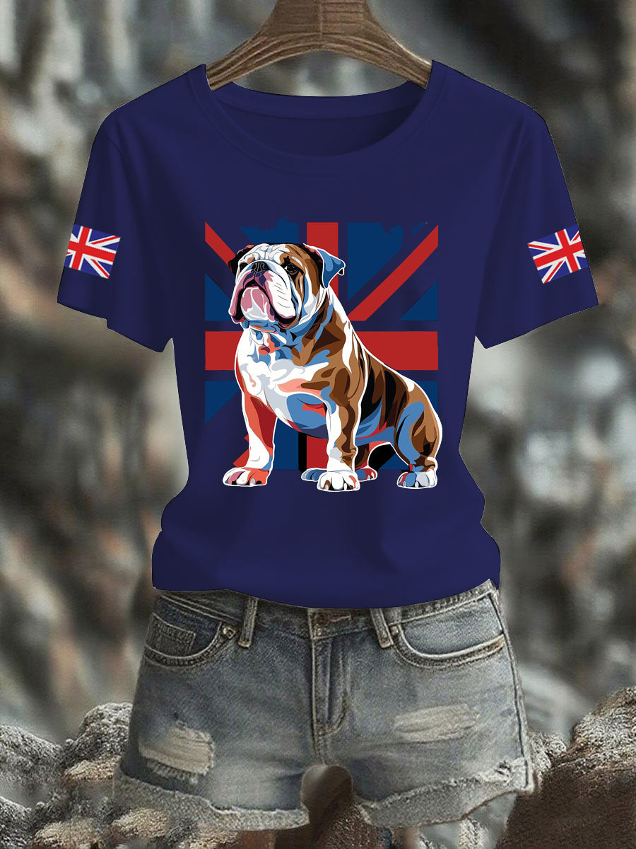 Women's Vintage England Flag Casual Printed T-Shirt