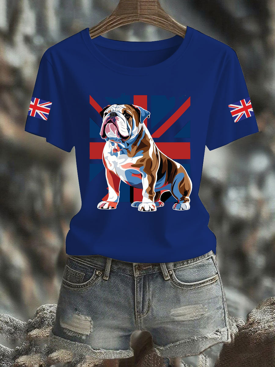 Women's Vintage England Flag Casual Printed T-Shirt
