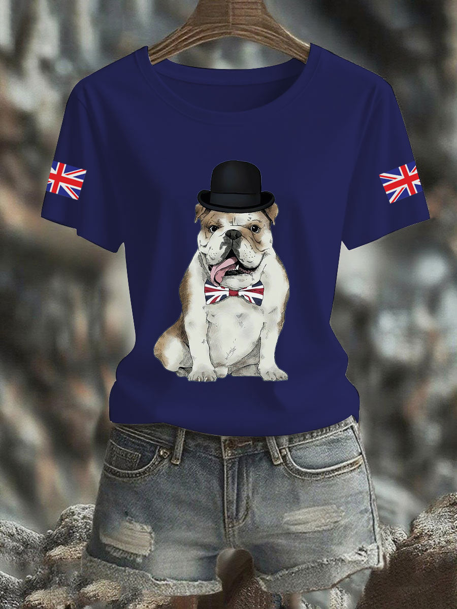 Women's Vintage England Flag Casual Printed T-Shirt