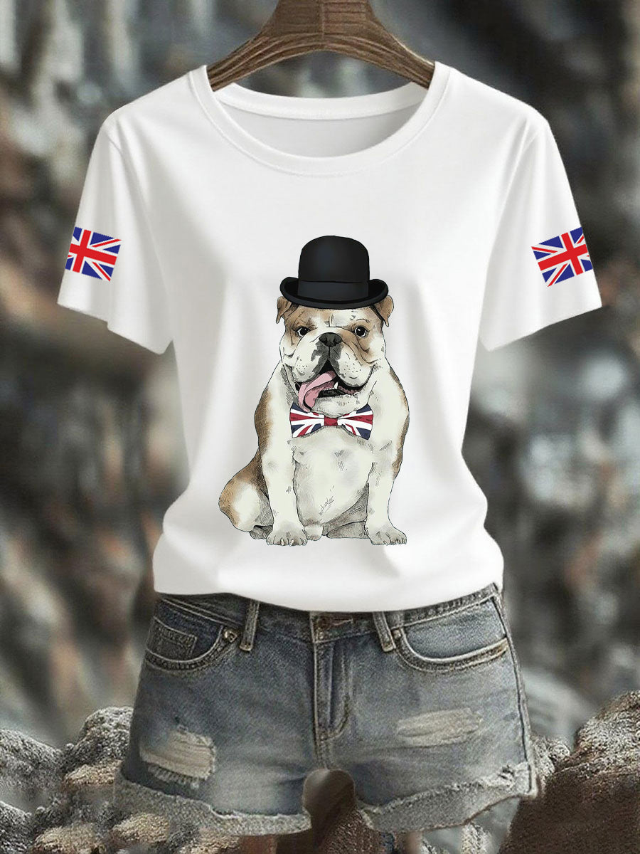 Women's Vintage England Flag Casual Printed T-Shirt
