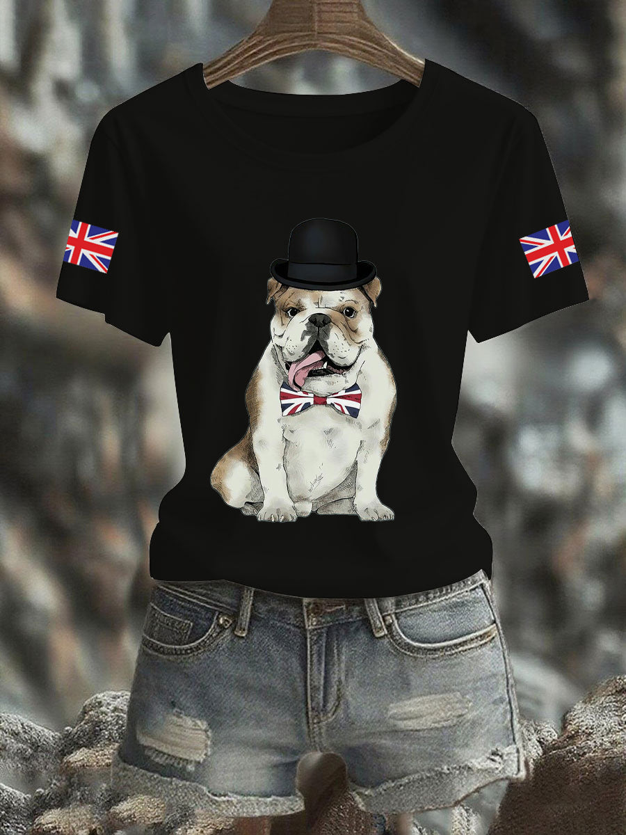 Women's Vintage England Flag Casual Printed T-Shirt