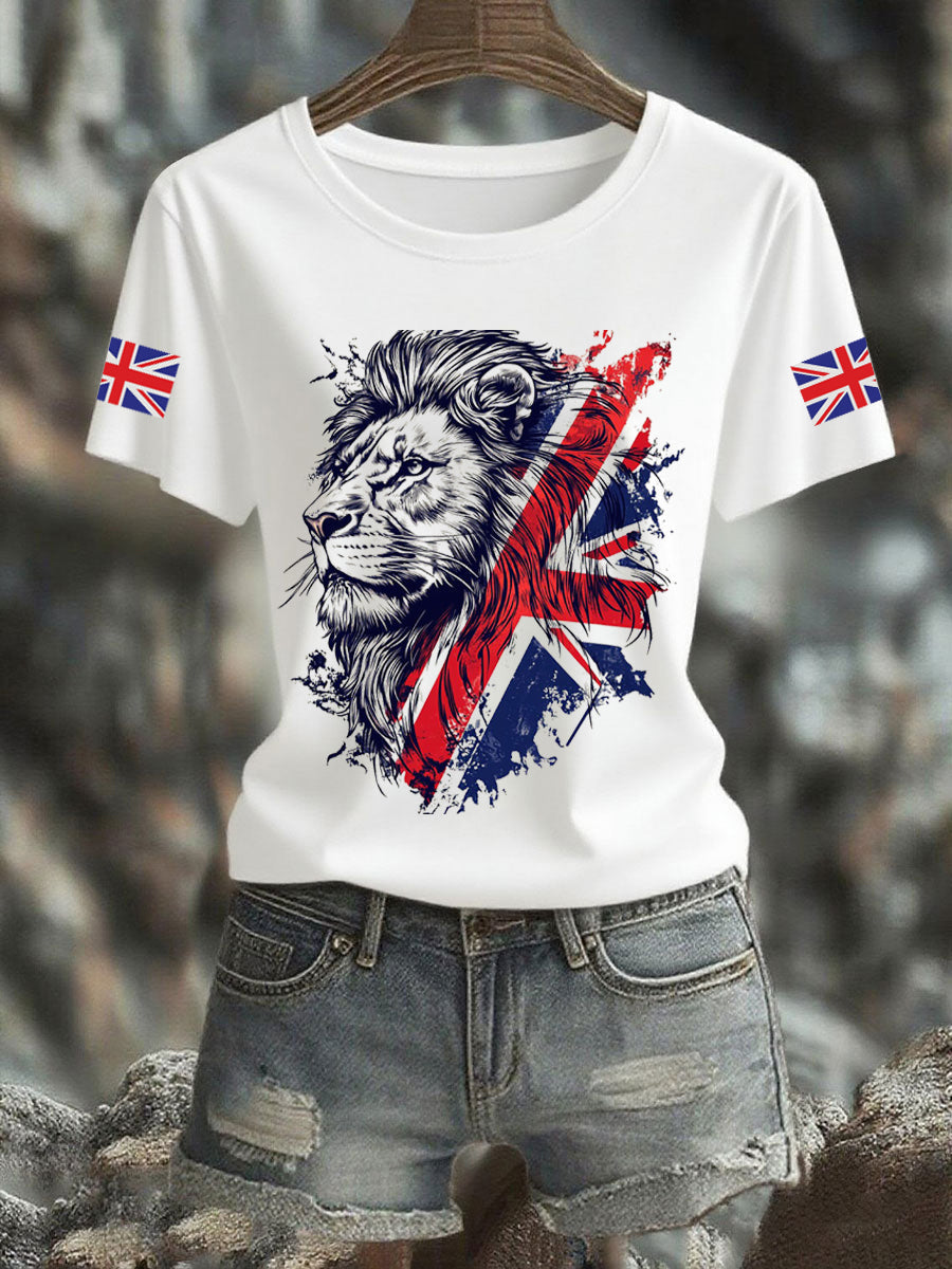 Women's Vintage England Flag Casual Printed T-Shirt