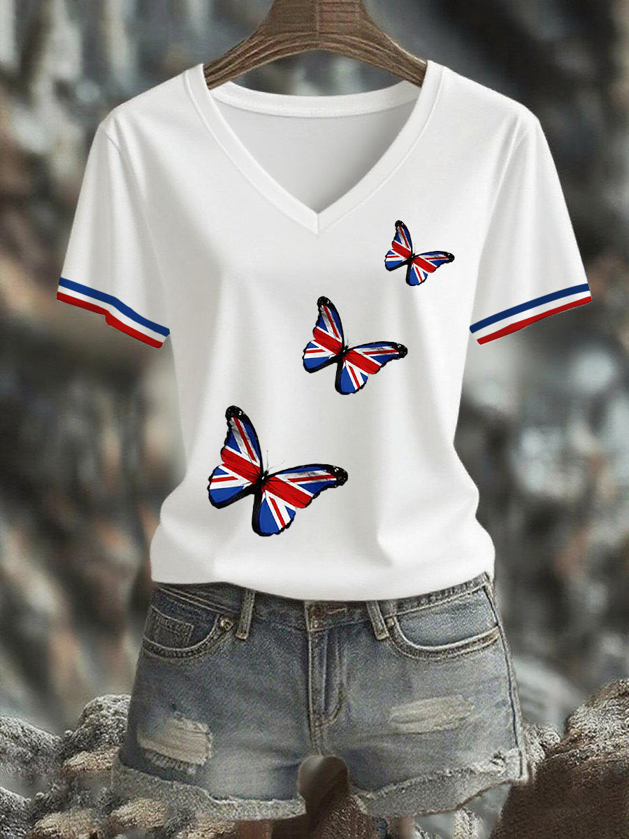 Women's Union Jack Butterfly Short-sleeved T-shirt