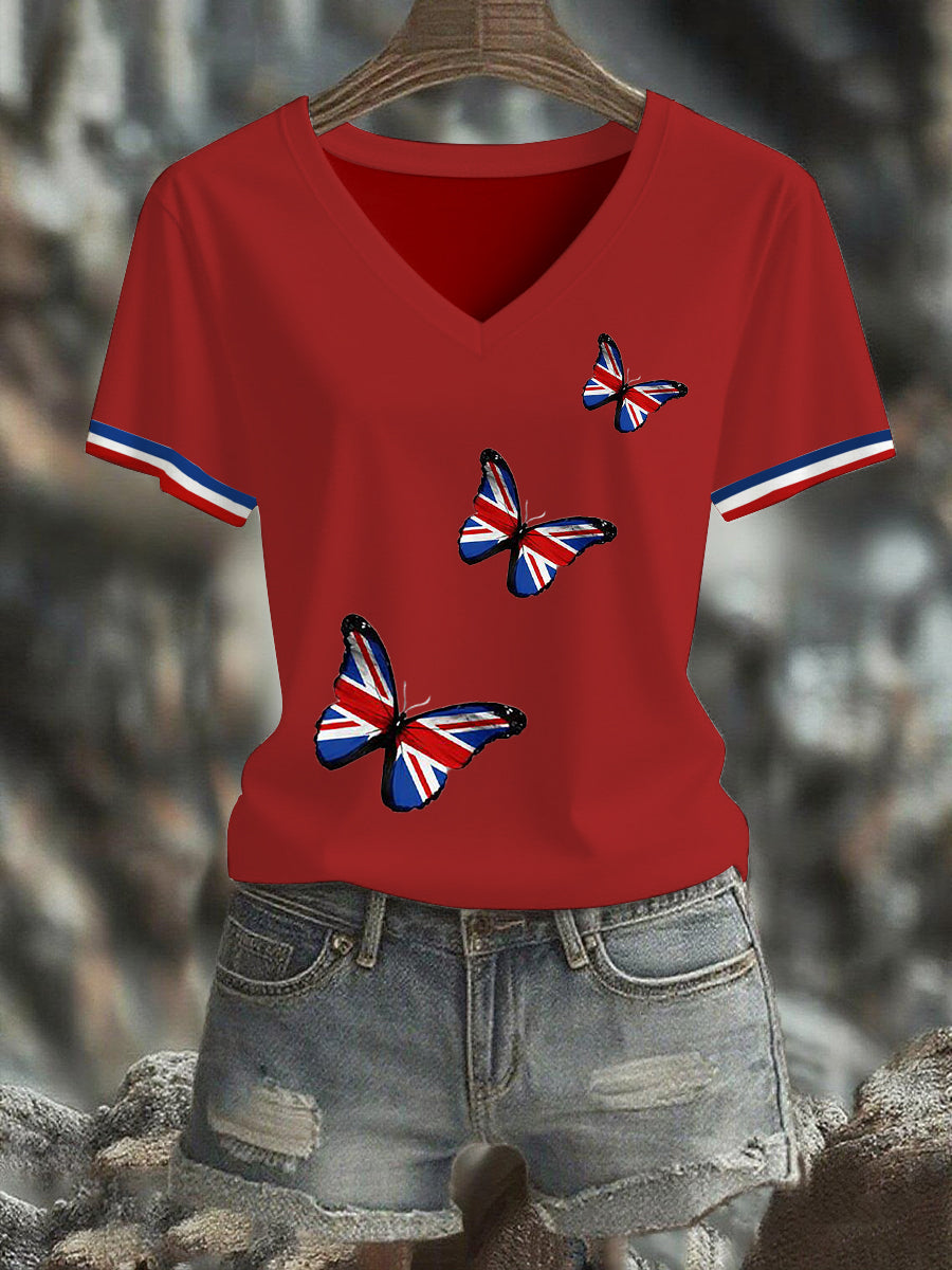 Women's Union Jack Butterfly Short-sleeved T-shirt