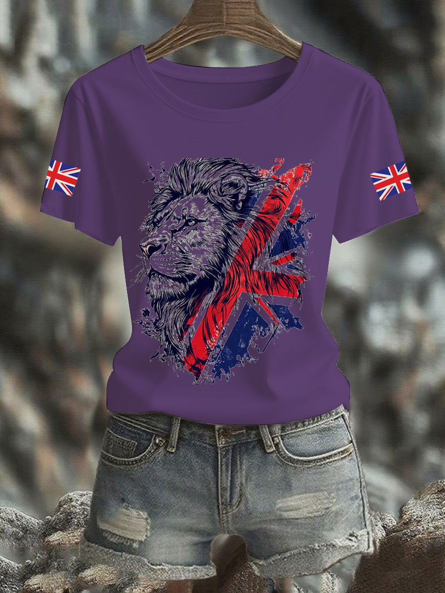 Women's Vintage England Flag Casual Printed T-Shirt