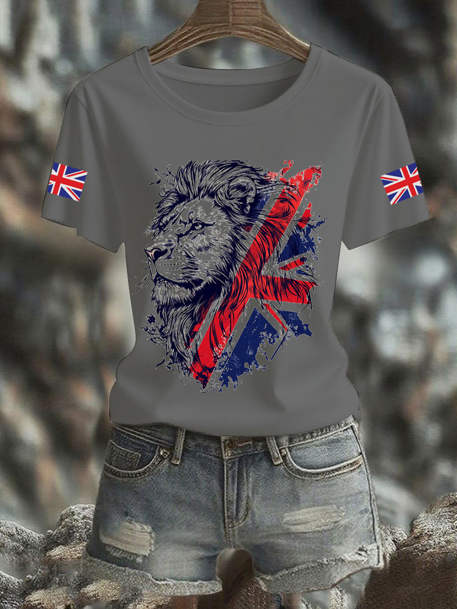 Women's Vintage England Flag Casual Printed T-Shirt