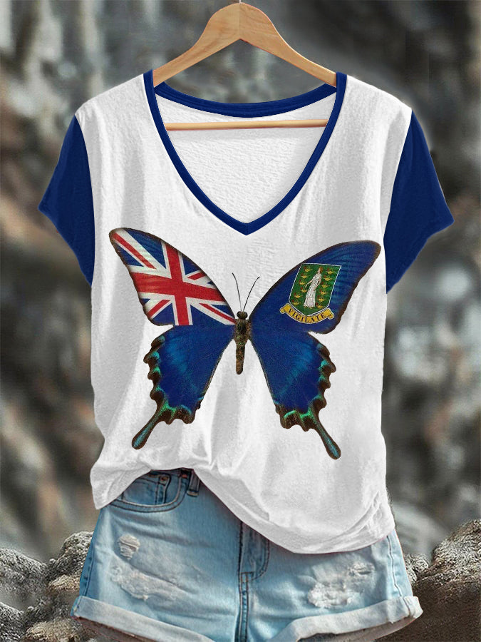 Women's Union Jack Butterfly Short-sleeved T-shirt