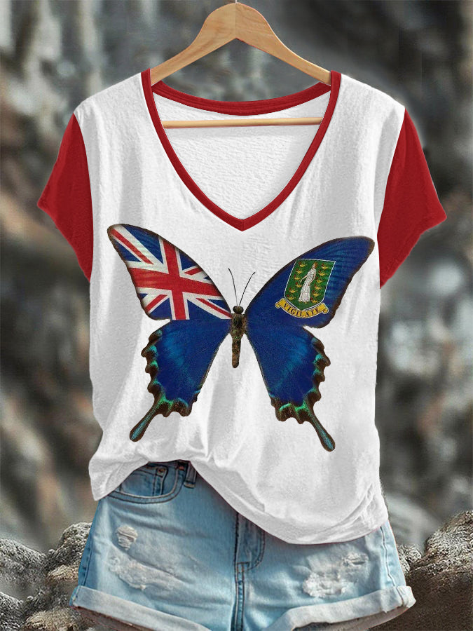 Women's Union Jack Butterfly Short-sleeved T-shirt