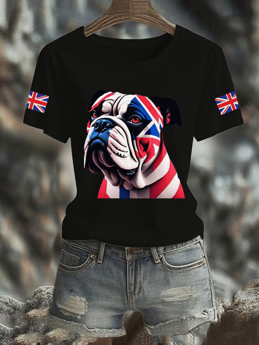 Women's Vintage England Flag Casual Printed T-Shirt