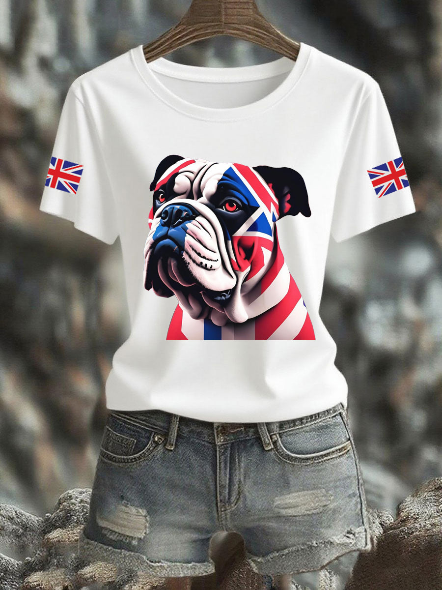 Women's Vintage England Flag Casual Printed T-Shirt