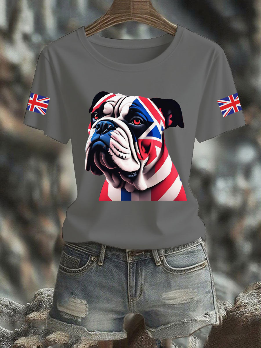 Women's Vintage England Flag Casual Printed T-Shirt