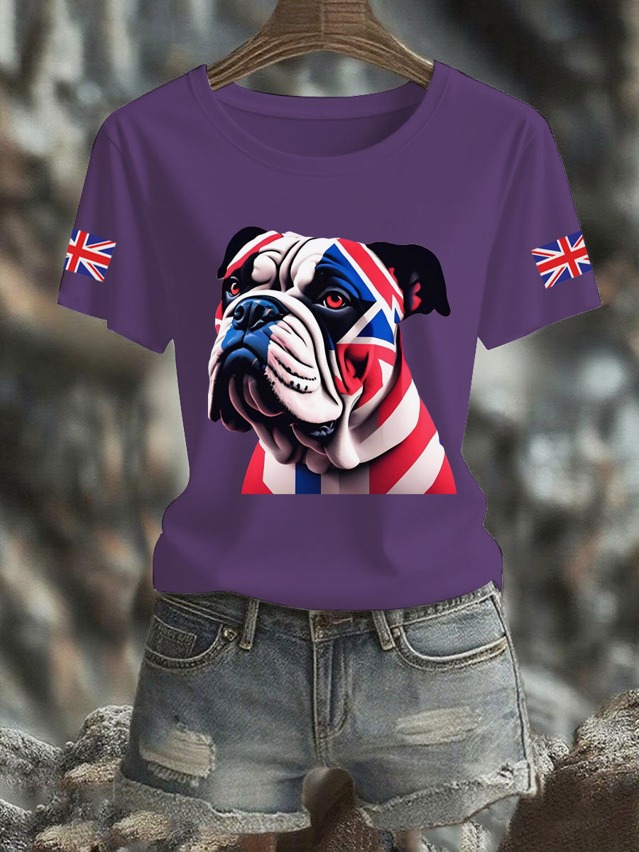 Women's Vintage England Flag Casual Printed T-Shirt