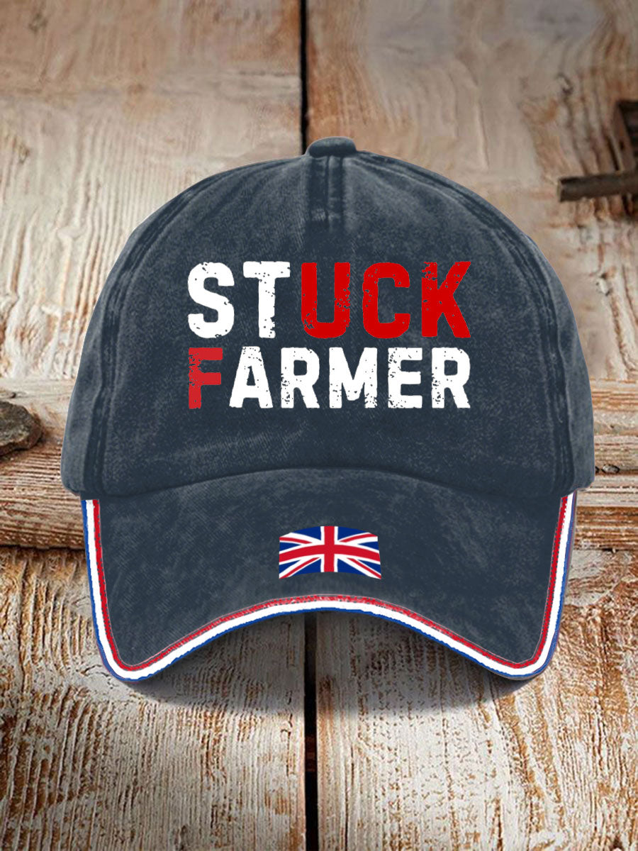 Unisex UK Flag Stuck Farmer Print Hat