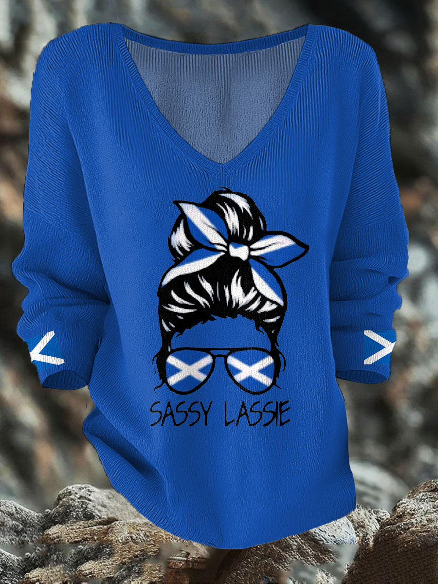 Women's Scotland Flag Sassy Lassie Printed Casual Tops